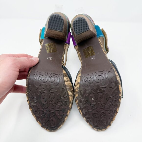 Spring Step Multicolor Leather High Heel Sandals Women's EU Size 39/US Size 8.5 - Picture 6 of 10